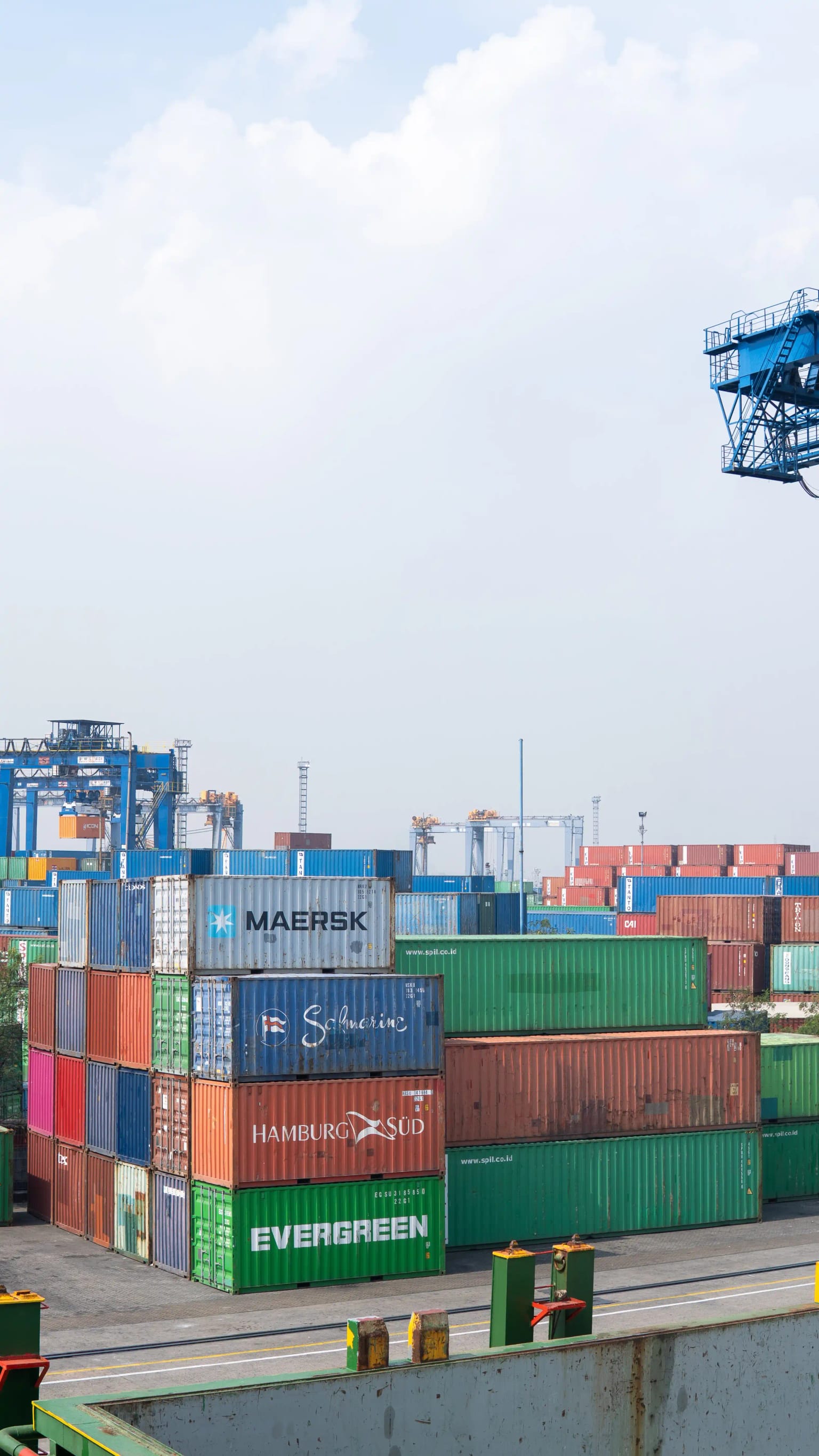 Colourful stacked shipping containers